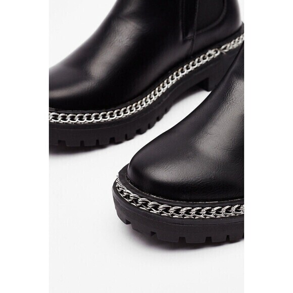 ASOS Truffle Collection Chunky Chelsea Boots Sz 7 Wide Black Retro Y2K Booties - Picture 2 of 15